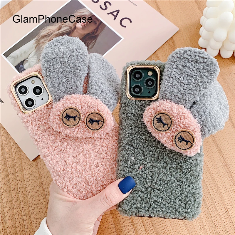 GlamPhone чехол плюшевые очки чехол для телефона с кроликом для iPhone11Pro/Max X XS Max XR Мягкий силиконовый чехол для iPhone11 7 8 6 6s Plus чехол