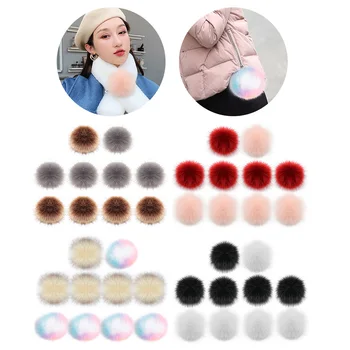 

10pcs 8cm Faux Fur Pom Poms Pompoms with Brooch Pins Buckle for Knitting Hats Shoes Scarves Bags Keychain DIY Crafts Accessories