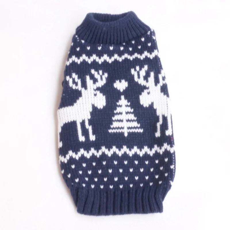 Рождественский олень свитер для собаки, для питомца собаки пуловер Трикотаж Осень Зима Одежда для Такс для маленьких и крупных собак плюшевый костюм XS-XXL - Цвет: Blue