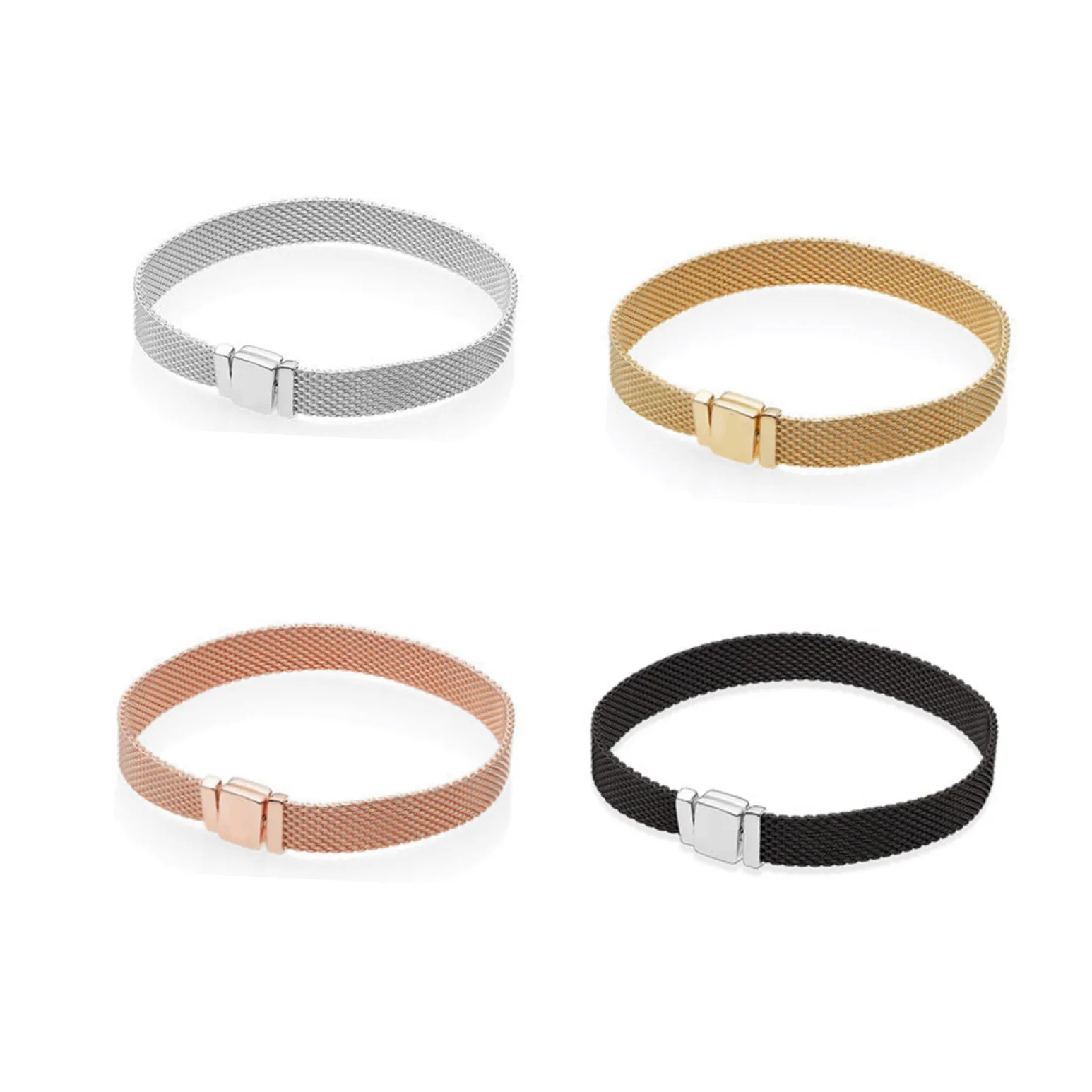 

New Woven Mesh Design Bead Charm Fit Original Reflexions Pan Bracelet For Women DIY Fine Jewelry Gift