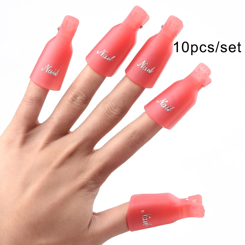 OYAKOM 5 шт. средство для снятия лака для ногтей Прочный пластик дизайн ногтей Замачивание колпачок зажим средство для снятия УФ гель-лака обертывание инструмент для дизайна ногтей советы - Цвет: pink 10pcs