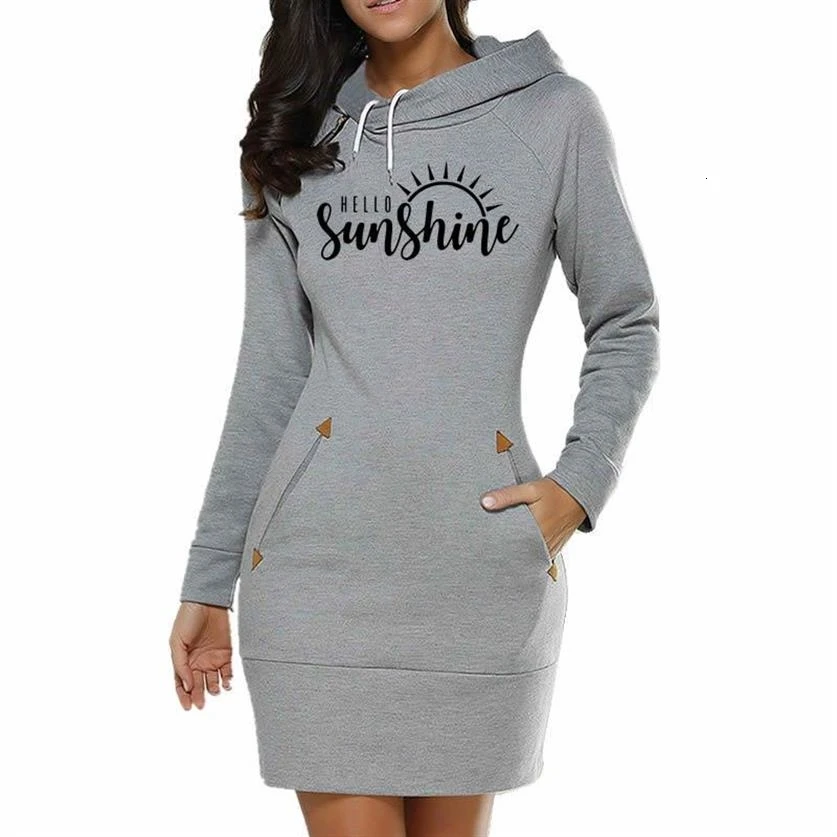 Толстовки с надписью Sunshine для женщин, длинное платье, толстовка Femmes, топы, толстовки, женские толстовки, забавные вельветовые толстовки