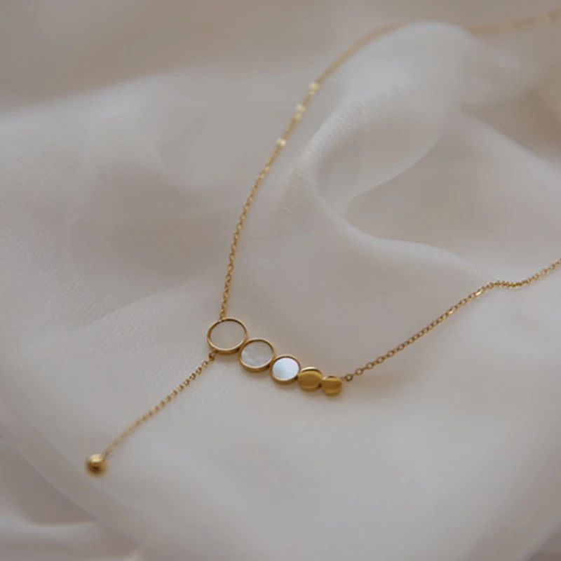 Peri'sBox Small Beads Circle Necklaces Acrylic Geometric Choker Necklaces for Women Minimalist Titanium Steel Necklace 2020 - Image 4