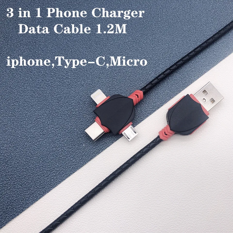 Быстрое зарядное устройство QC 3,0 USB зарядное устройство EU/US 5 V/3A для iphone 6 7 8 11 X huawei samsung Redmi Xiaomi зарядное устройство для мобильного телефона - Тип штекера: 1.2M  3in1  Cable