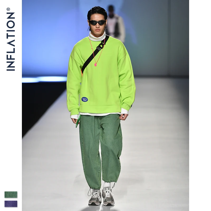 

INFLATION 2019 Collection Men Casual Denim Jeans Loose Fit Straight Jeans Grey Purple Color 2019 Oversized Baggy Jeans 93394W