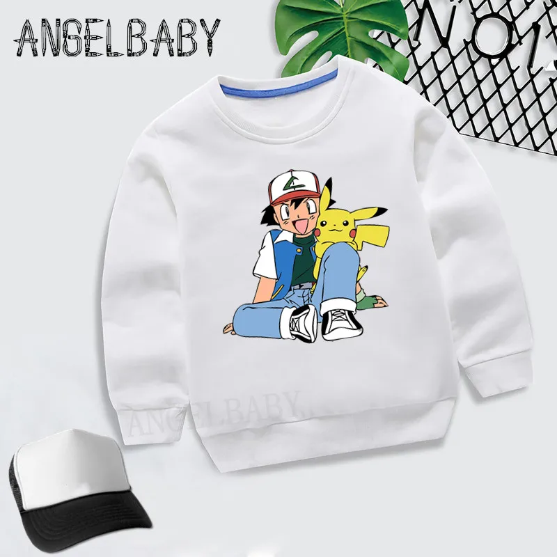 Boys Girls Sweatshirt Kids Pokemon Go Ash and Pikachu Cartoon Hoodies Children Autumn Tops Baby Cotton Clothes,KYT2171