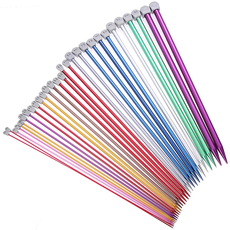 2Pcs/Set Single Pointed Knitting Needles Pins Straight Aluminum DIY Weaving Tool long sweater scarf needle 2.0-12mm Wholesale | Дом и сад