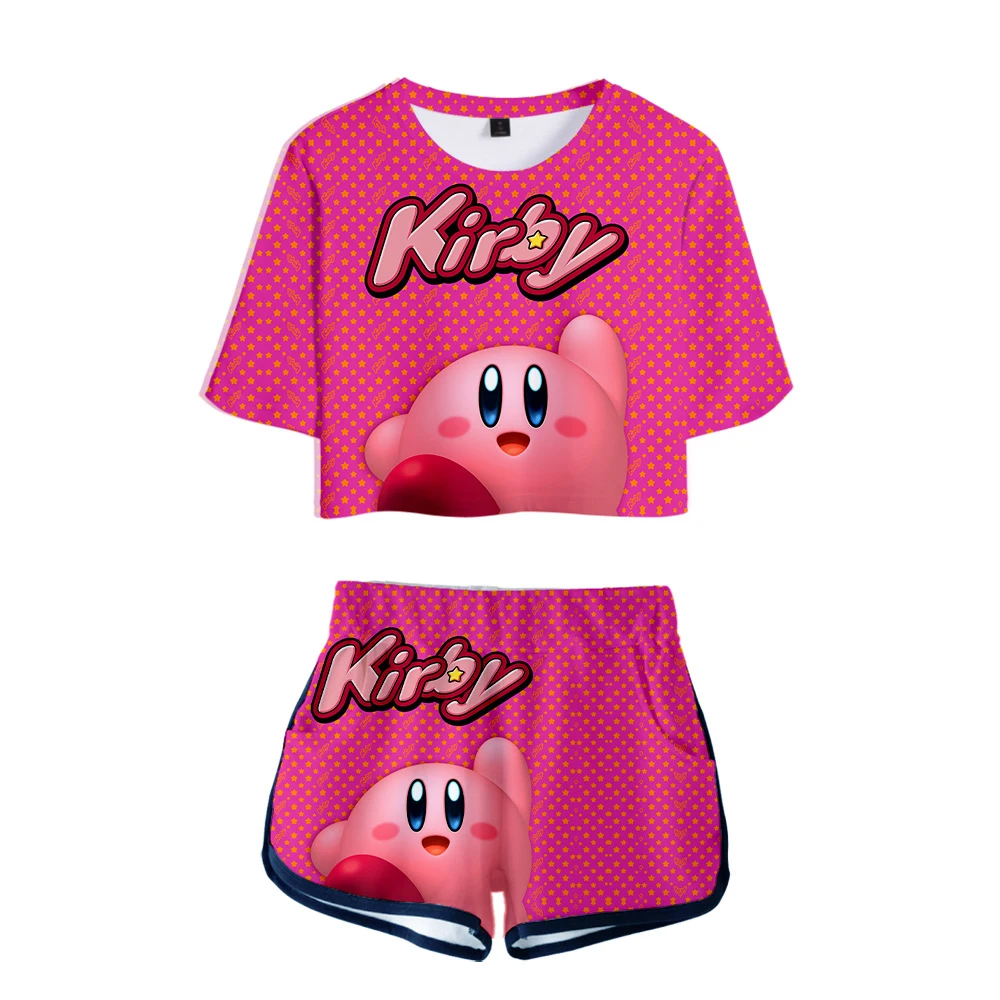 Лидер продаж женские комплекты из двух предметов с 3D принтом kirby новая футболка