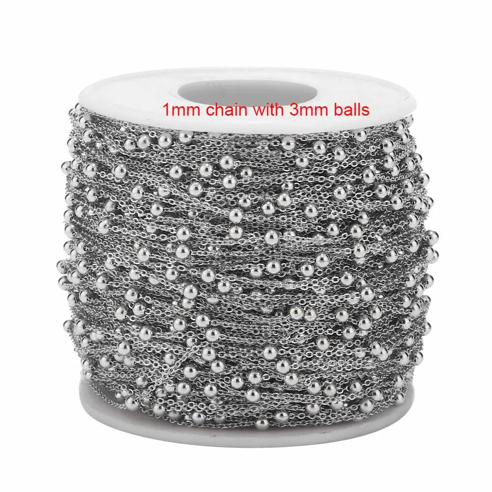 Steel BallBead Chain 2 метра труба из нержавеющей стали бисерная цепочка из звеньев для украшение на ногу своими руками ожерелья браслет аксессуары для ювелирных изделий - Цвет: Steel BallBead Chain