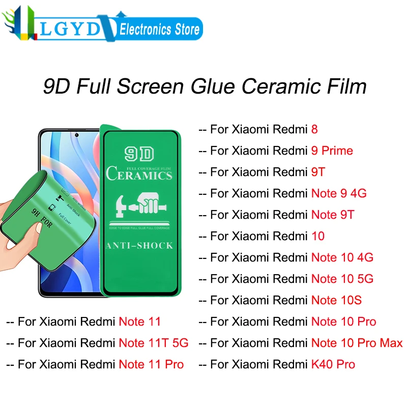 Pellicola Ceramica A Schermo Intero 9D Per Xiaomi Redmi 8 Redmi 9 Redmi Note 9 Redmi 10 Redmi Note 10 Redmi Note 11 Redmi K40 Pro