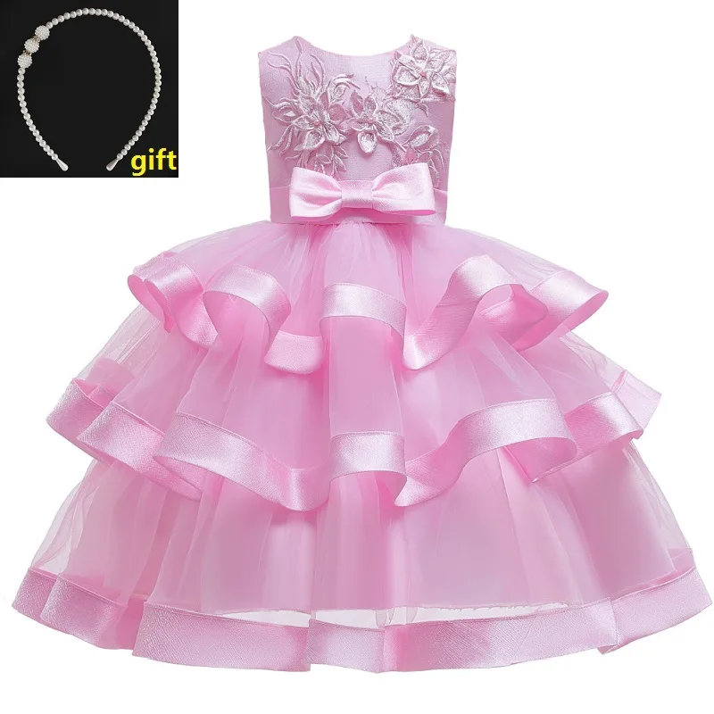 Gift hair accessories new flower girl wedding dress baby party embroidered butterfly princess dress children's mesh cake dress