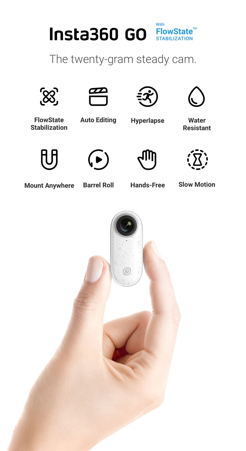 Insta360 GO Экшн-камера AI авто-монтаж hands-free маленькая стабилизированная мини-камера Vlog для iPhone и Android