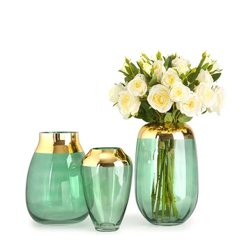 

Glass Vases Green/Grey Flower Arrangement Holder Tabletop Nordic Style Vases Flowers Stand Home Office Decorative Glass