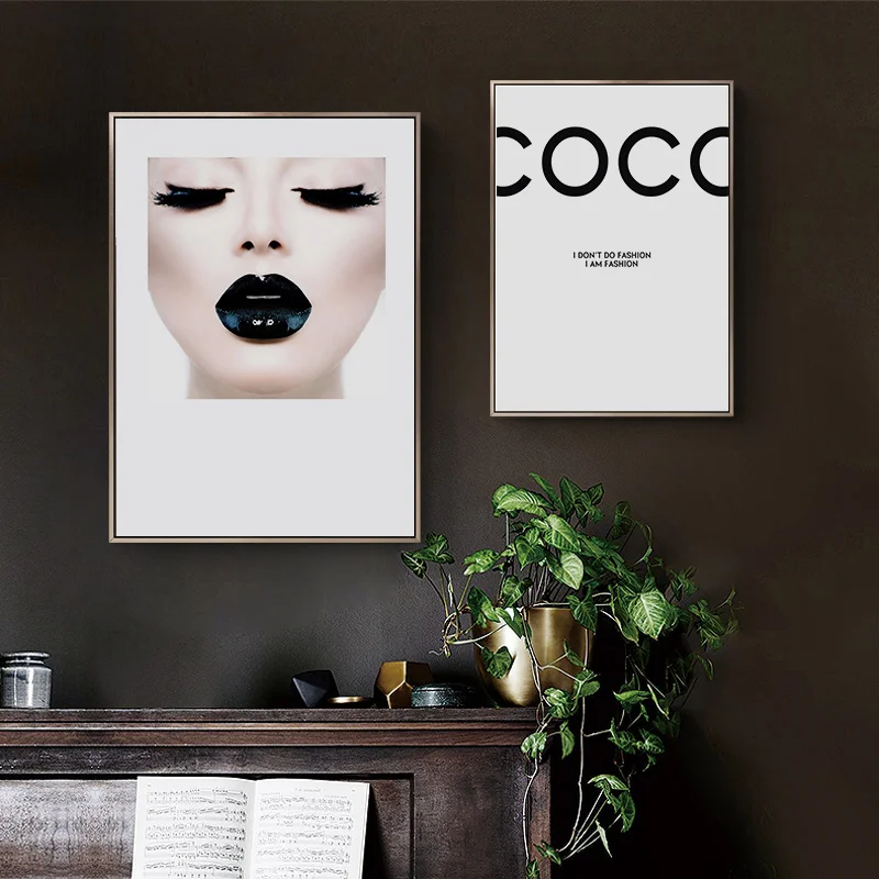 

Modern Fashion Girl Picture Wall Art Canvas Painting COCO Posters and Prints Decorative Pictures for Living Room Salon Decor