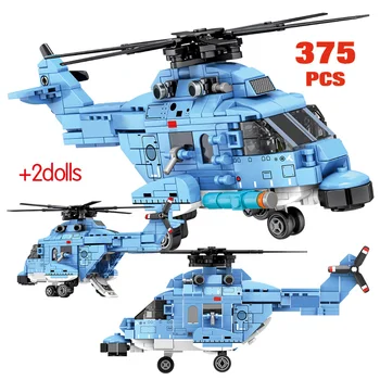 

Sembo City Police Medium Army Helicopter Building Blocks Military Carrier Fighter Technic Aircraft Model Brick Toys For Children
