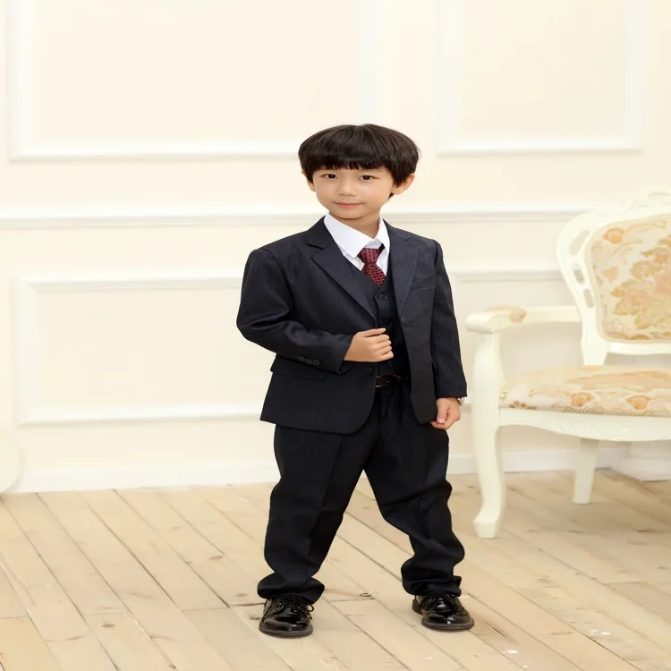 

Europe And America Children Suit Korean-style England BOY'S Striped Suit Dresses of Bride Fellow Kids Set Host Performance a Pie
