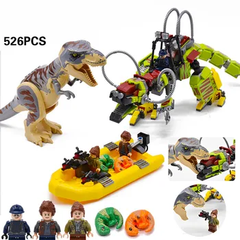

New Jurassic World Dinosaur Tyrannosaurus Rex T. Rex Transport Triceratop Building Block Bricks Toy For Children