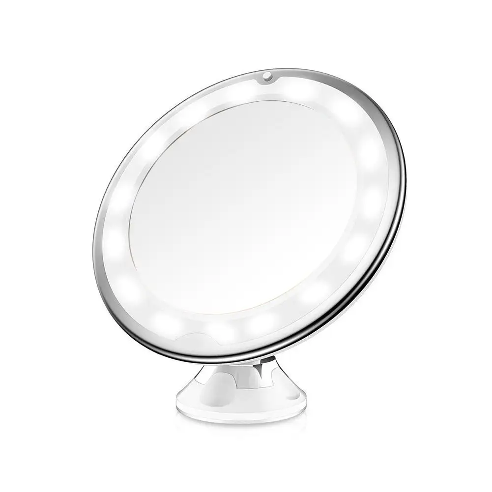 

360 Degree Rotation LED 10x Magnification Makeup Mirror with Suction Cup for Bedroom Bathroom Dressing Table Makeup Room Light