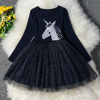 

2020 New Brand Girls Unicorn Dress Girls Sequined Vestidos Kids Party Casual Tutu Dress Children Licorne Autumn Winter Dresses