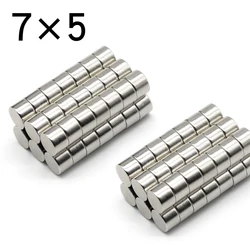 5/10/20/50/100 Pcs 7x5 Round NdFeB Neodymium Magnet N35 Super Powerful Small imanes Permanent Magnetic Disc