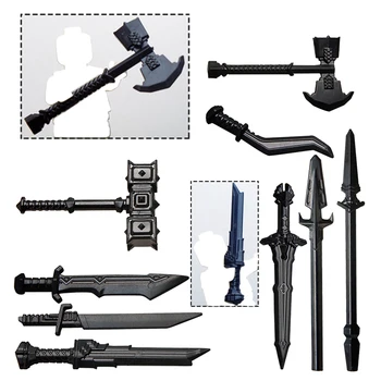 

1PCS Without mini figures Armor sword axe Broken sword gun Spike hammer pistol Weapon Accessories Compatible with toys