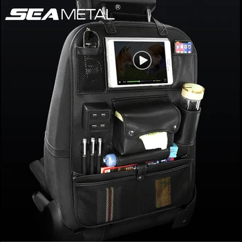 

Car Organizer Seat Back Pocket 4 USB Charge car seat organizer Ipad Phone Holder Auto Interior Accessories Stowing Tidying