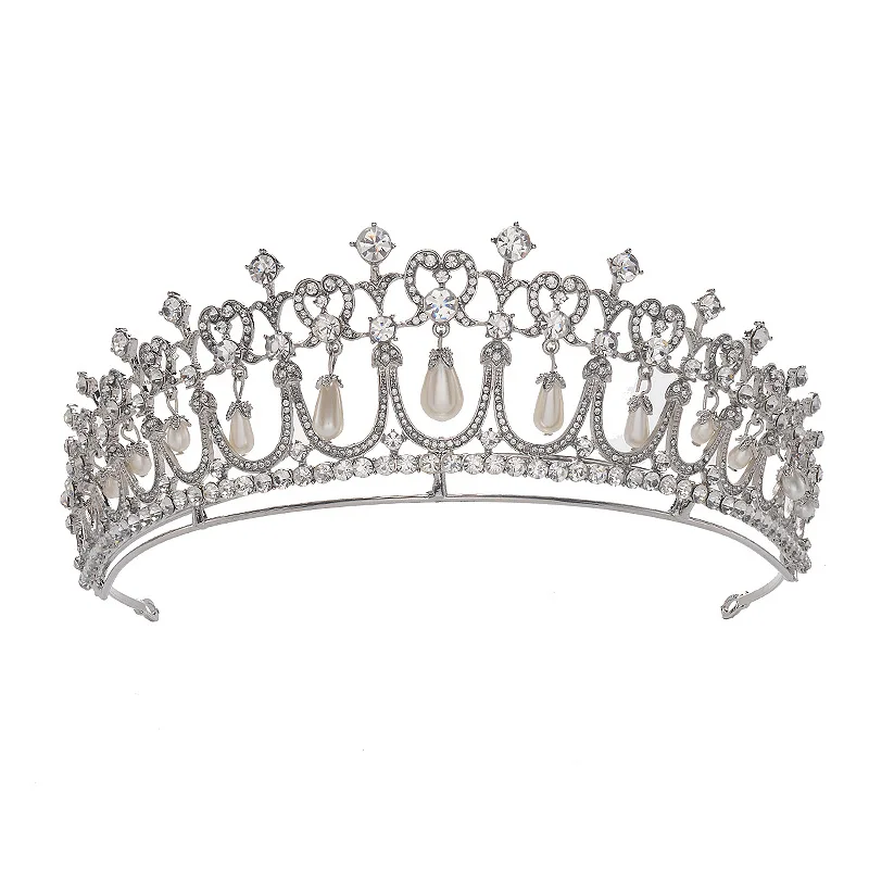 Jewelry Accessories Hair Accessory Bridal Headwear Hair Band Crown Baroque Crystal Pearl Bridal Tiaras Diana Crown Rhinestone Pageant Diadem Bride Headband Wedding Hair Accessories Tiara De Noiva