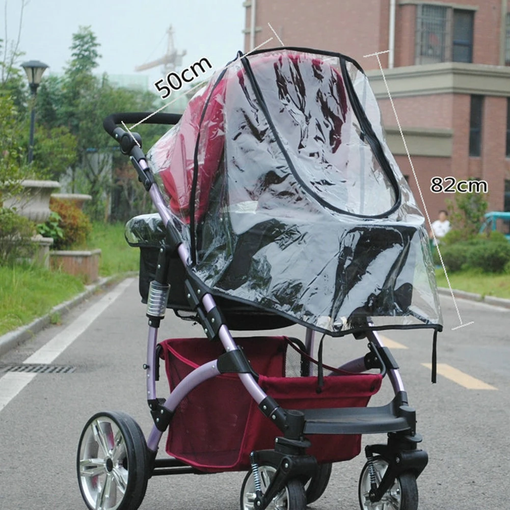 Universal Practical Portable Breathable Baby Stroller Accessories Protective Waterproof Travel Zipper PVC Rain Cover Dust Shield