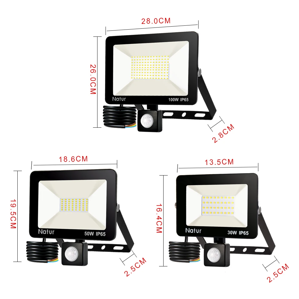 Светодиодный прожектор светильник датчик движения 30W50W100W IP65 Открытый точечный 220