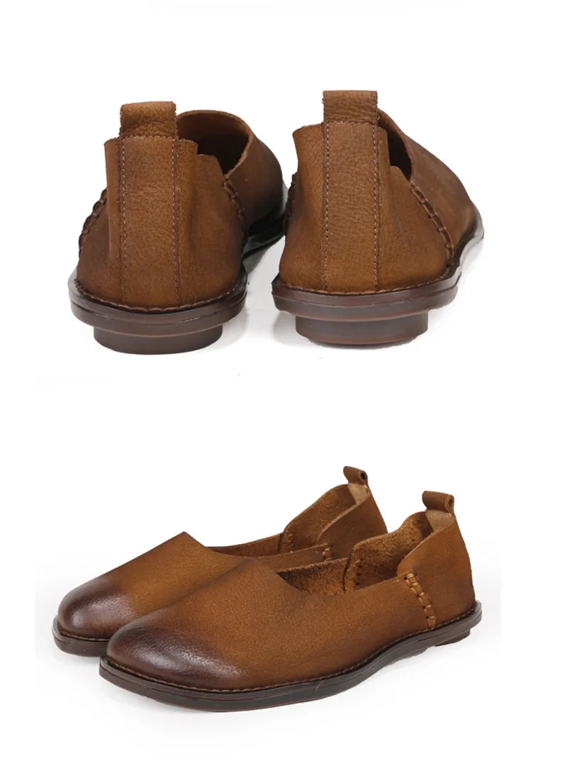Vintage 2020 New Flat Loafes Shoes Women Genuine Leather Retro Matte Cow Leather Casual Soft Bottom Flats Mother Shoes Handmade (13)