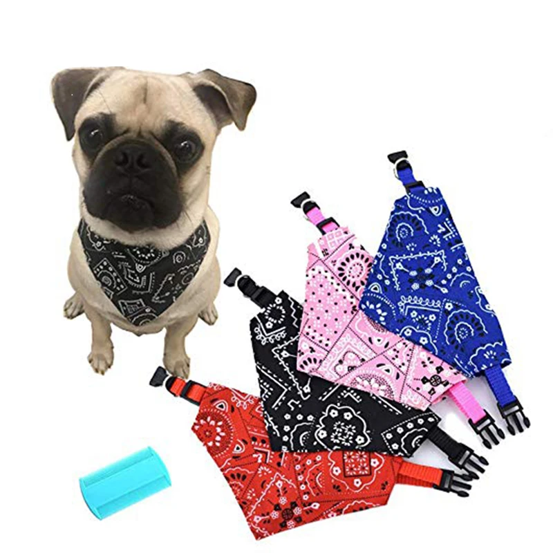 Adjustable Dog Bandana Scarf Washable Puppy Bandanas Collar Cute Printing Triangle Scarf For Small Medium Dogs Pet Accessories