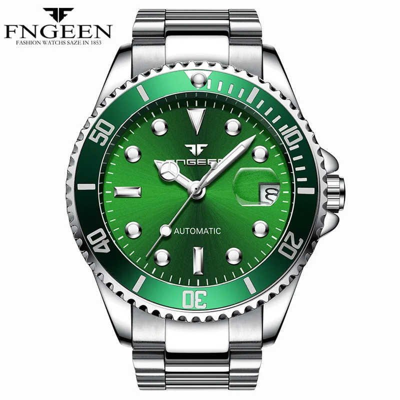 Steel Green Бренд fngeen, часы со скелетом, механические Автоматические часы, мужские турбийон, спортивные часы, повседневные, деловые, наручные часы, Relojes Hombre - Цвет: Steel Green