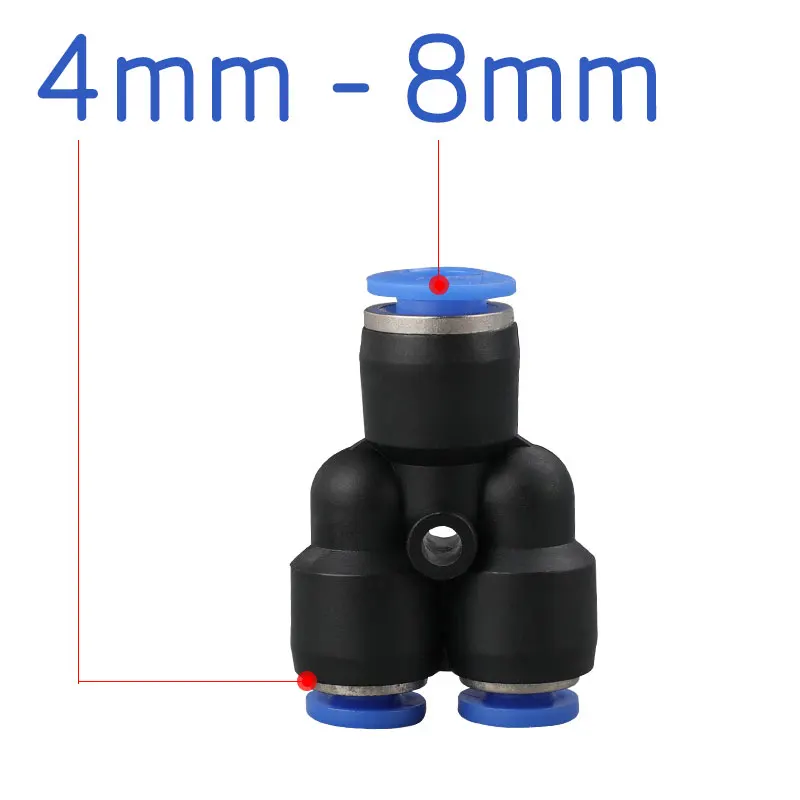 3 ходовой порт Y Форма пневматический воздух 12 мм 8 мм 10 мм 6 мм 4 мм OD шланг давление пластиковые фитинги Соединители - Цвет: 4mm-8mm