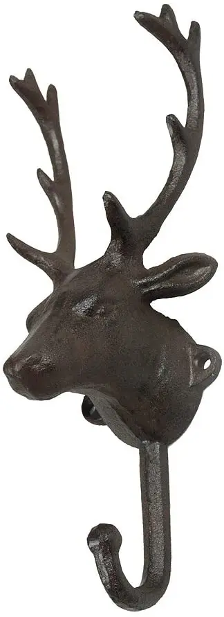 Cast Iron Deer Head Single Wall Hook / Hanger Animal Shaped Coat Hat Hook Heavy Duty, Rustic, Decorative Gift 5