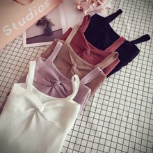 Платье с тонкими бретельками Топ однотонный завязанный бант Camisoles женское нижнее белье жилет