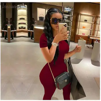 

Wjustforu Casual Two Piece Set Women Short Sleeve Crop Top + Stacked Sweatpants Summer 5 Color Elegant Bodycon Tracksuit Vestido