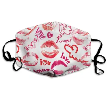 

I Love U Washable Reusable Mask, Cotton Anti Dust Half Face Mouth Mask For Kids Teens Men Women With Adjustable Ear Loops