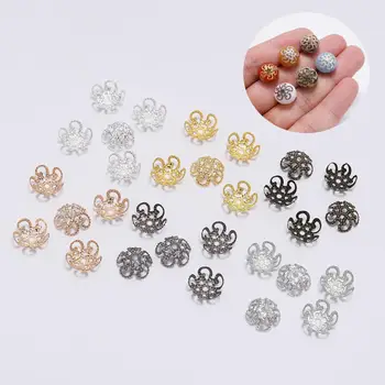 

100pcs/Lot 8 10 mm Hollow Flower Loose Spacer Bead Caps Cone Beads End Stone Pearl Cap For DIY Jewelry Finding Making