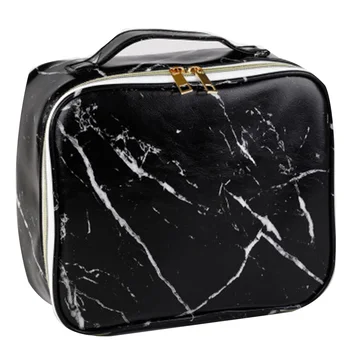 

Fashion Makeup Bag Organizer Travel Marble Cosmetic Case Portable Large Toiletry Bag With Brush Holder -WT
