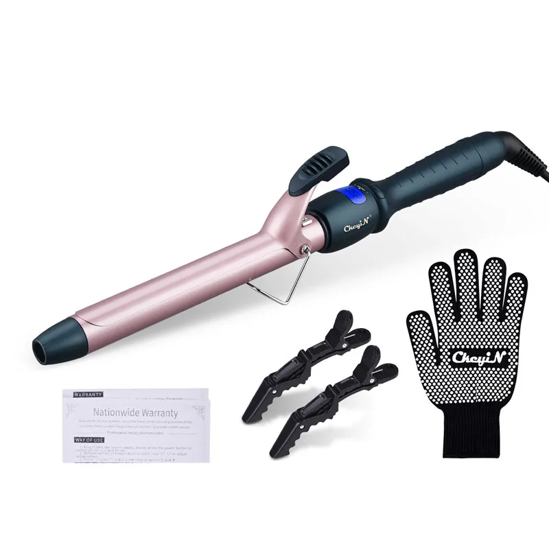 Modelador de Cabelo Rolo de Aquecimento Ckeyin Profissional Cerâmica Lcd Curling Wand Aquecimento Rápido Profunda Waver Controle Temperatura 25 - 32 38mm 12 Beleza e saúde