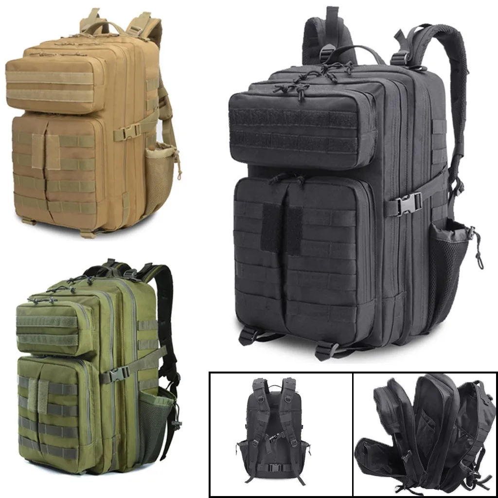 

New Large Solid Bagpack Unisex Outdoor Military Multi-Function Back Pack Men's Large Bag Capacity Waterproof Backpacks Sac #C9