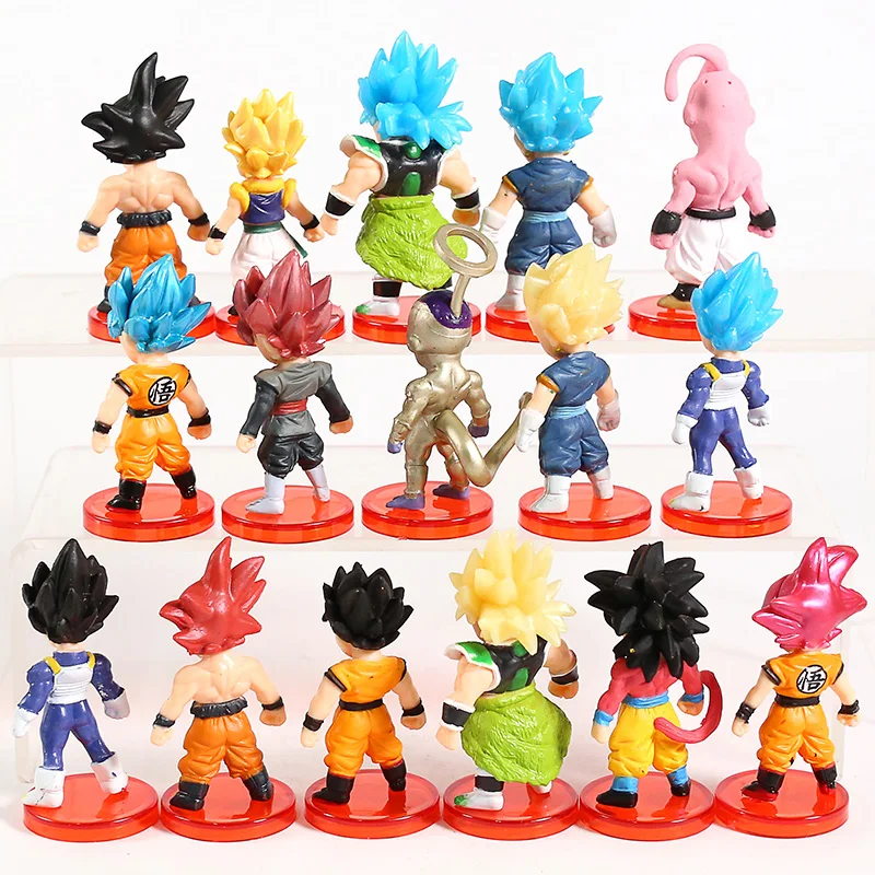 16pcs/lot Dragon Ball Super Saiyan God Action Figure Son Goku Gohan Vegeta Vegetto Frieza Zamasu Ultra Instinct Model Toys Gift
