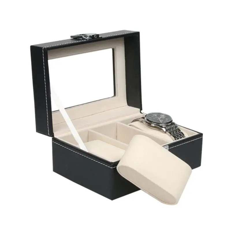 3 Слот коробка для часов из искусственной кожи чехол дисплей ювелирные изделия витрина для хранения Органайзер для наручных часов