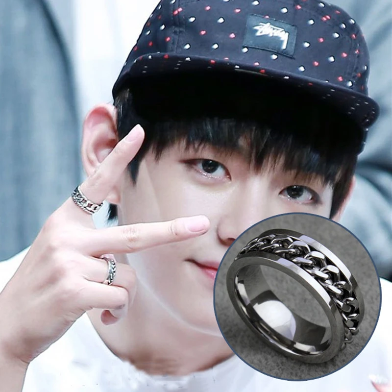 de plata estilo kpop Bangtan jungkook jimin suga en V, joyería para hombres y mujeres, joyería gótica|Anillos| - AliExpress