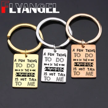 

FLYANGEL Funny Key Chain Engraved A Fun Thing Fashion Key Holder Jewelry For Friend Gifts Funny Memorial Bag Charm
