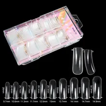 

100PC/set of boxed transparent fake nails, paperless holder, scaled crystal extension plastic nail mold nail model