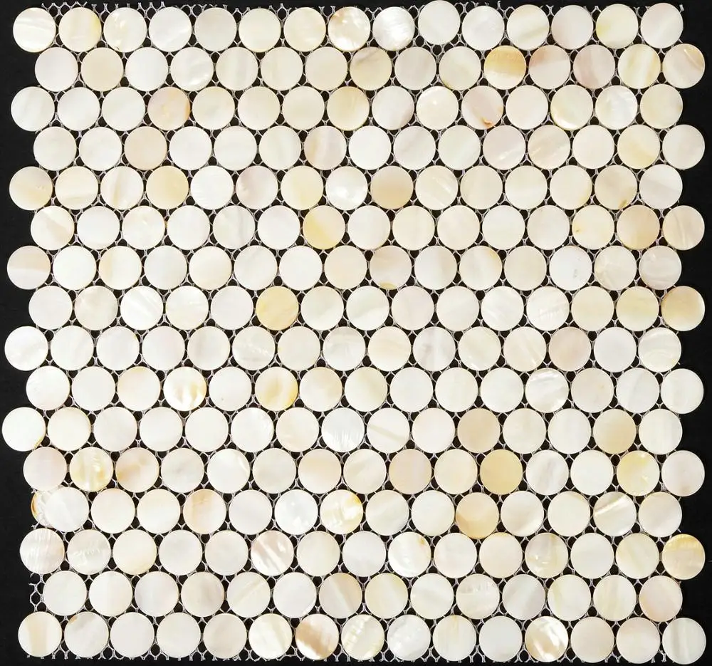 2mm Thickness Penny Round White Sea Shell Mosaic Mother Of Pearl Kitchen Backsplash Bathroom Wall Flooring Tile MOP020 | Дом и сад