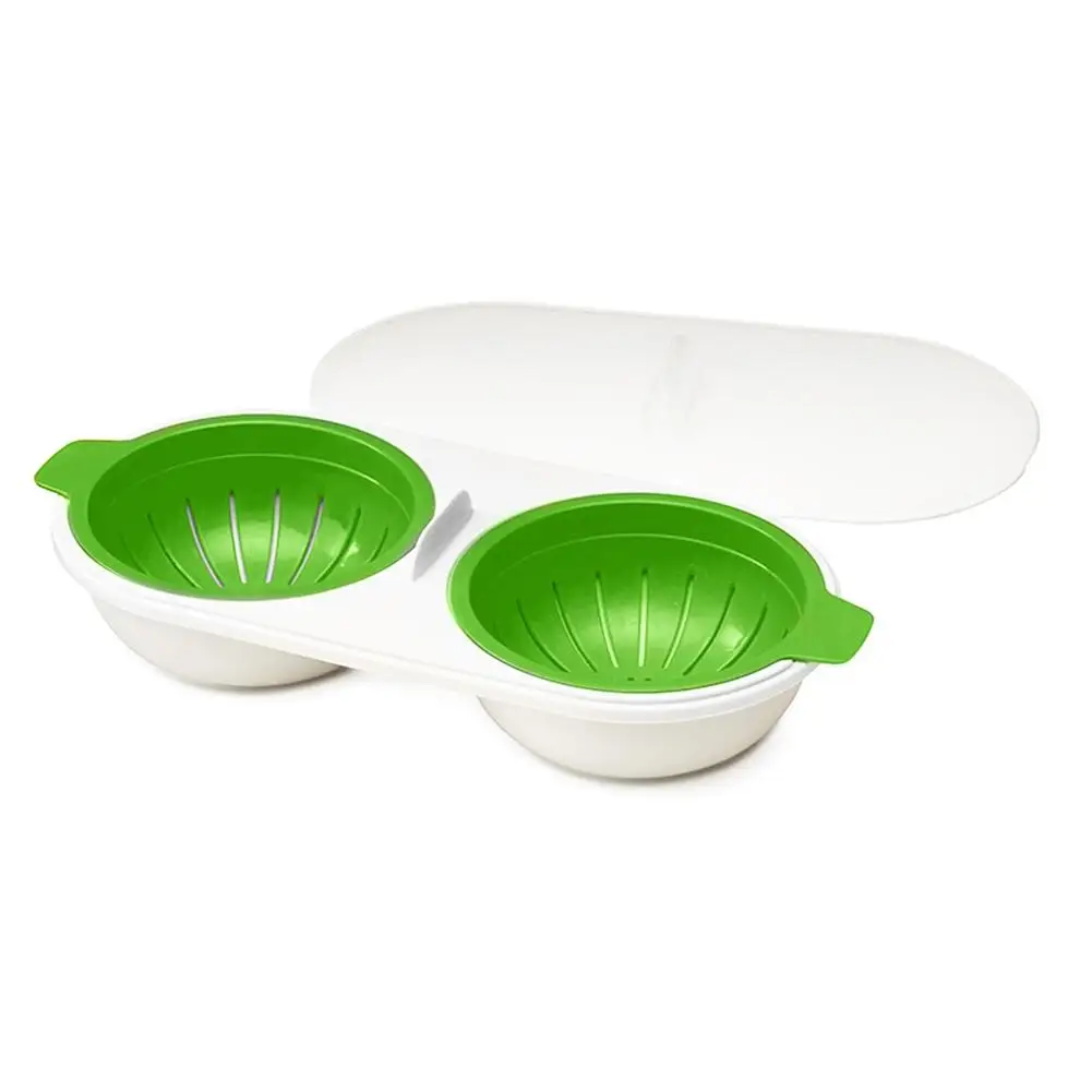 Микроволновая печь яйцо-пашот пищевая посуда двойная чашка яйцо паровой котел яйцо микроволновая печь инструменты для приготовления пищи - Цвет: green