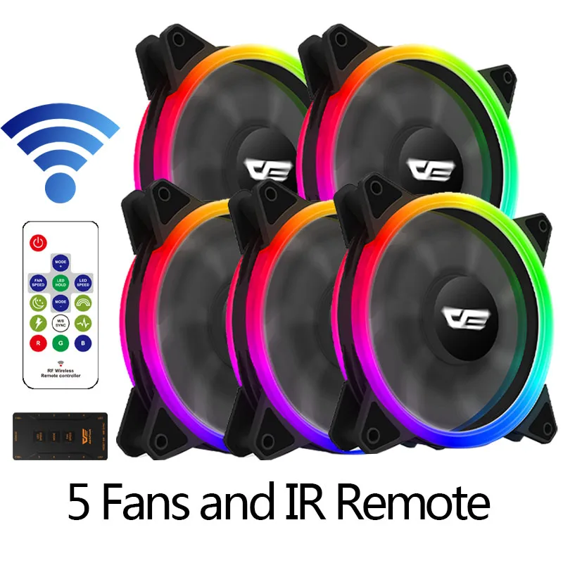 5fans in 1 Aigo кулер DR12Pro куллер радиатор ПК кулер RGB120 мм вентилятор регулировка скорости светодиодный для пк вентилятор тихий AURA синхронизация Cpu кулер для корпуса охлаждения Компьютерный Вентилятор для компьютера - Цвет лезвия: 5fans in 1