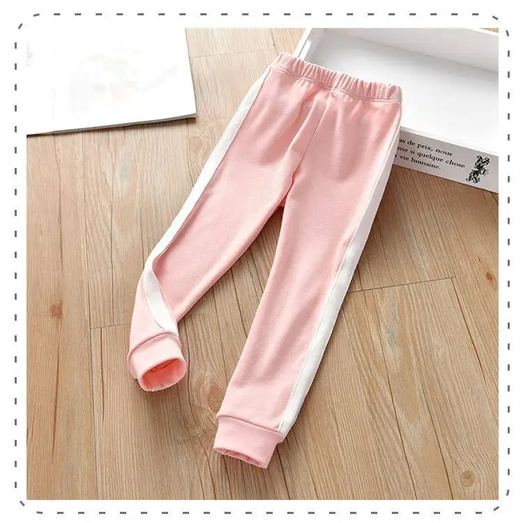 Осенние детские штаны для малышей; детская одежда; удобные длинные штаны для девочек - Цвет: Розовый